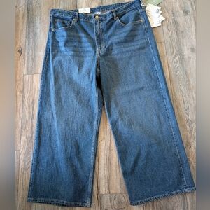 H&M Cropped Jeans Wide Leg High Rise Medium Wash Plus Size 20 NWT